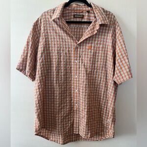 G H Bass & Co short‎ sleeve shirt plaid button down pocket men’s XL lightweight